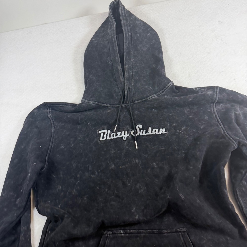 Blazy Susan Mineral Wash Hoodie Charcoal Black Embroidered Logo XXL 100% Cotton